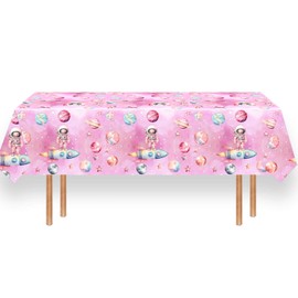 Letromp Outer Space Girls Birthday Party Tablecloth 3 Pack 54'' x 108'' Space Table Covers for Astronauts Theme Girls Baby Shower 1st 2nd 3rd 4th 5th Birthday Party Table Supplies Decorations