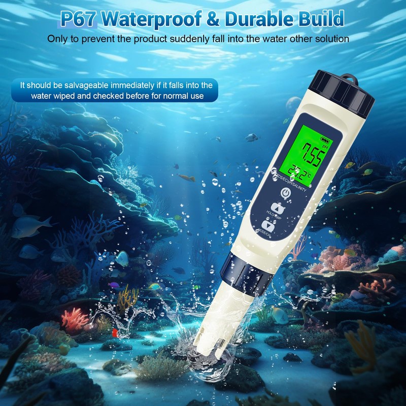 5 in 1 PH Meter Water, High Precision Water Tester
