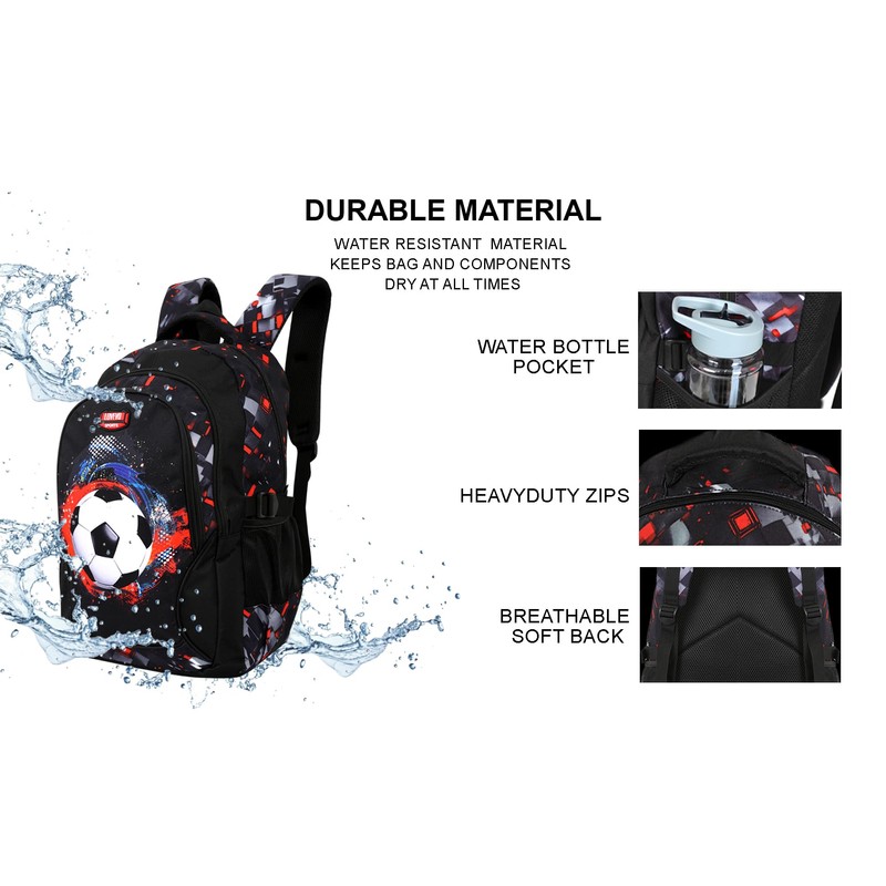 LOVEVO School Bags for Boys Football Print Backpack Schoolbags for