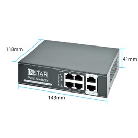 INSTAR IN-PoE 4065 PoE Switch - Gigabit - 10/100/1000 Mbit/s - Power Over Ethernet - 4x PoE Ports + 2x Uplink - IEEE 802.3af and 802.3at - Max. 65 Watt - 30 Watts per Port