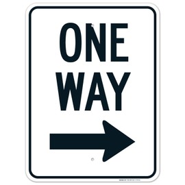 One Way with Arrow Sign, 18x24 Inches, Rust Free .063 Aluminum, Fade Resistant, Easy Mounting, Indoor/Outdoor Use, Made in USA by Sigo Signs