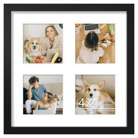 DUENPY 10x10 Collage Picture Frame 4x4 Picture Frames Collage Wall Decor Displays Four 4x4 inch Photos Available Horizontal Wall Mounting Display and Vertical Black