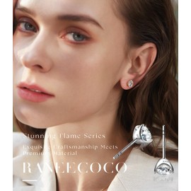 "STUNNING FLAME" 14K Gold Post & Sterling Silver Round Cut Cubic-Zirconia Stud Earrings | Hypoallergenic & Nickle Free Jewelry(yellow-gold-and-sterling-silver,3)