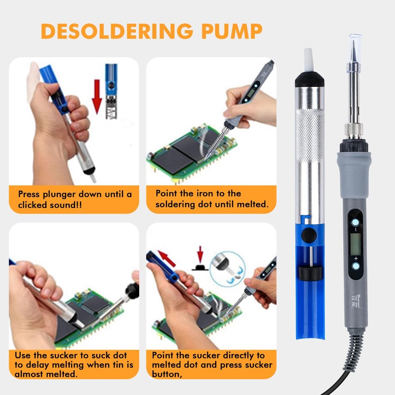 Soldering Iron Kit with Digital Multimeter, 80W LCD Adjustable Temperature