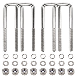 4 Sets 304 Stainless Steel Square U-Bolt Kits, Heavy Duty U-Bolt with Nuts,Flat and Lock Washers for Boat Trailers,Automobiles Trailers,Ski Boats,and Sailboat Trailers (1/2" D x 2-1/16" W x 6-5/16" L)