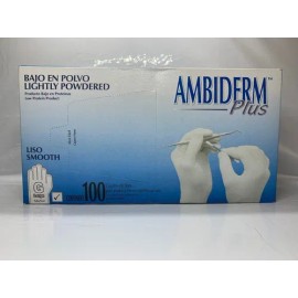 Guantes descartables Ambiderm Plus color blanco talla M de látex con polvo x 100 unidades