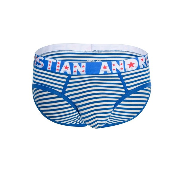 Andrew Christian - Men's Underwear - Men's Briefs - Sky Stripe Brief w/Almost Naked® - Blue 1x, blue