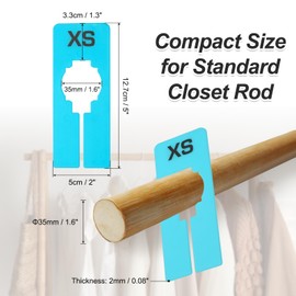 PATIKIL Clothes Dividers for Hanging Clothes, 40 Pack 8 Sizes Rectangle Pre-written Clothing Rack Dividers Size Mark Label Sorting Separator for Closet, Sky Blue