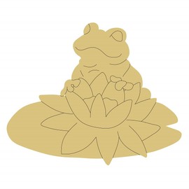 Lily Pad Design by Lines Cutout Frog Spring Door Hanger Unfinished Wood MDF Shape Canvas Style 2 Art 1 (6")