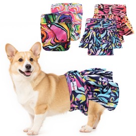 UNIPUP Female Dog Diapers Reusable No Tail Hole Period Panties Washable Diapers Female for Docked-Tail Frenchie French Bulldog Boston Terrier Without Tail (2 Pack Regular+2 Pack Skirts) U-WWDQB01S