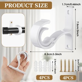 Grevosea Set of 2 Brackets for Curtain Rods, Curtain Holders, Clothes Rails, Holder, Cupboard, Cupboard, Wardrobe, Stainless Steel for Curtain or Wardrobe, Shower Curtain, Silver