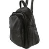 Ladies Soft Real Leather Backpack Rucksack Bag- Triple Zipped (Black)
