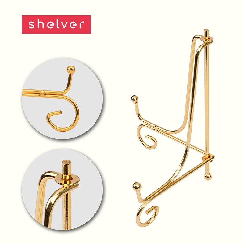 Metal Plate Stand for Display, Gold Colour, Foldable, Pack of