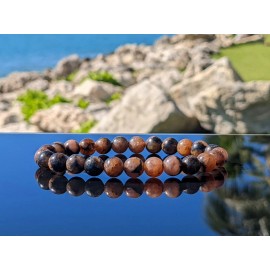 RAYON CHIASTOLITE bead bracelet Men Stretch 8mm SPAIN 7, 7.5, 8, or 8.5 inch