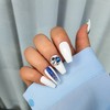 Majestic Blue Line Handmade Nail Tips - Long Oval /