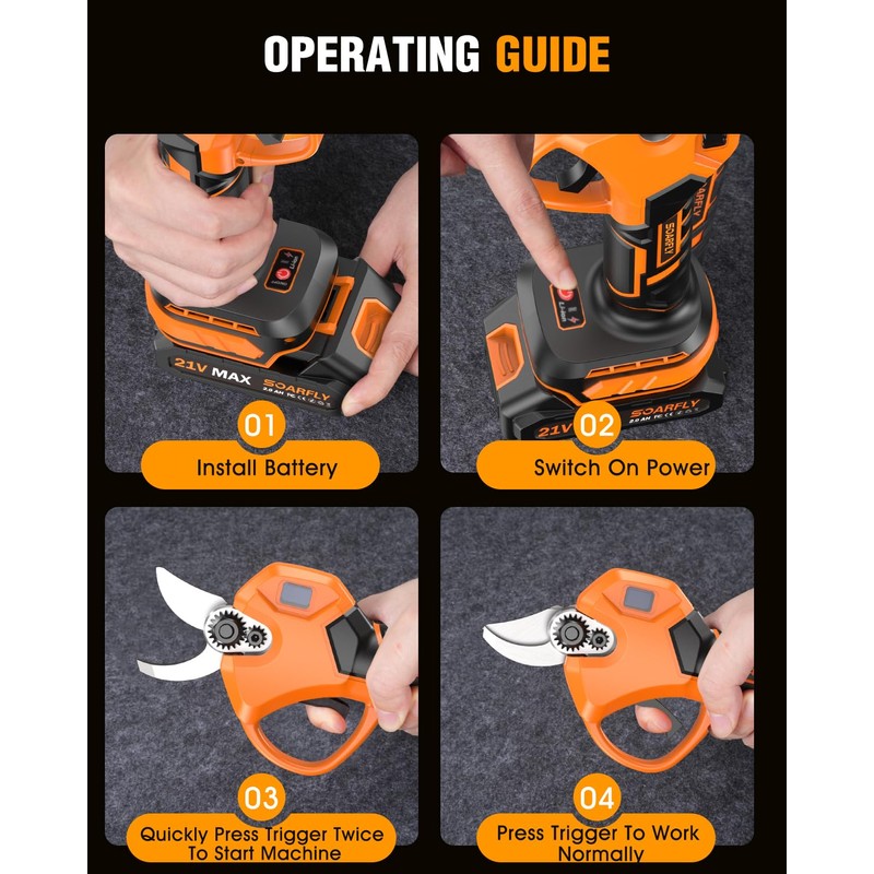 Upgraded Electric Pruning Shears, 1.5'' Cutting Diameter, Brushless Motor Cordless