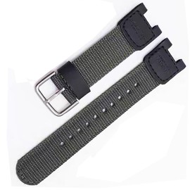 Nylon Strap/Watchband Replacement for Casio SGW-100 GW-3000B GW-3500B PAS-400B Twin Sensor Men's Sport Watch Accessories (Armygreen/Silver Buckle)