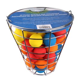 Intech 48 Multi-Color Foam Golf Balls with Metal Range Basket, Soft Limited Flight Practice Golf Balls for Backyard or Indoor Use
