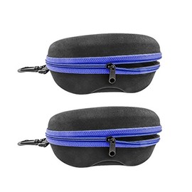 INNOLIFE Blue 2pcs, Zipper Shell Sunglasses Glasses Case with Plastic Carabiner Hook