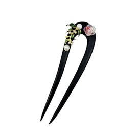 U字型 簪 一本挿し シンプル ヘアアクセサリー レディース 髪留め 髪飾り 和装小物 成人式 結婚式 木製ヘアピン (牡丹)