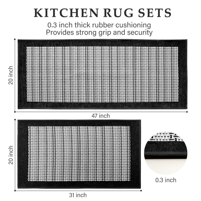 eqivei Kitchen Rugs, Non Slip Washable Kitchen Mat Set of