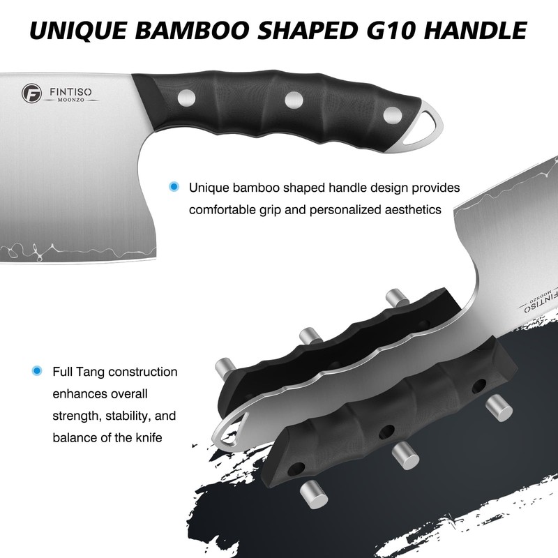 FINTISO Meat Cleaver Knife, 6.5 Inch Sharp Serbian Chef Knife,