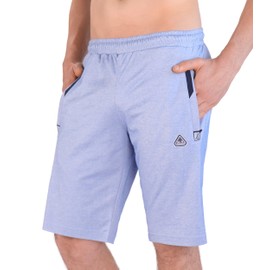 SCR SPORTSWEAR Men's Tall Athletic Shorts 11" Inseam - Mens Lounge Shorts for Tall, Big and Tall Men - with Zipper Pockets - X-Large- Steel Blue