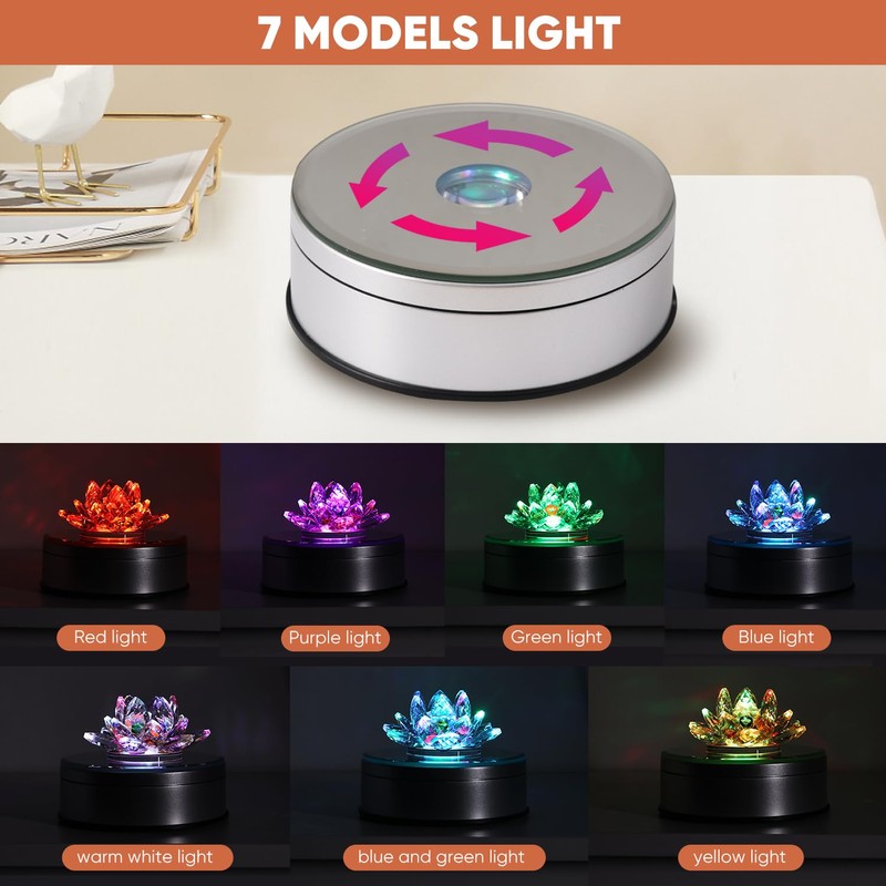 Onepec Rotating LED Base with 7 Lights 9 Modes,rotation Lighted