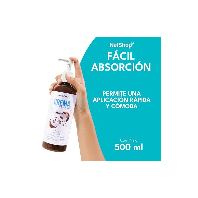 Natshop Crema Corporal Coco 100 Natural Skincare Fórmula Aceite Vitamina