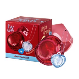 fwee Glowy Jelly Pot + Keychain SET | Dewy Jelly Lip & Blush Color, Tinted Glow Jelly Balm, Dewy Buildable Finish – Mellow Mango (Natural Coral) | 0.14 oz