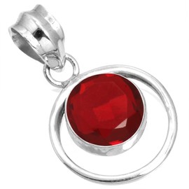 Jeweloporium Red Ruby Simulated 925 Silver Pendant for Women Stone Cocktail Silver Pendant Christmas - Gift Victorian Jewelry