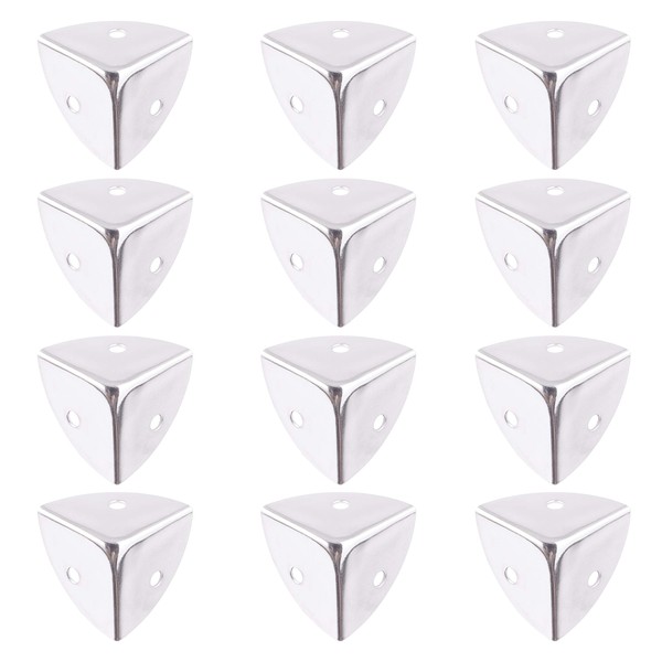 Inovat 12 Pcs Silver Color Metal Case Box Cabinet Corner Protectors Decorative Edge Cover Safety Guards, 1 x 1 x 1 Inch