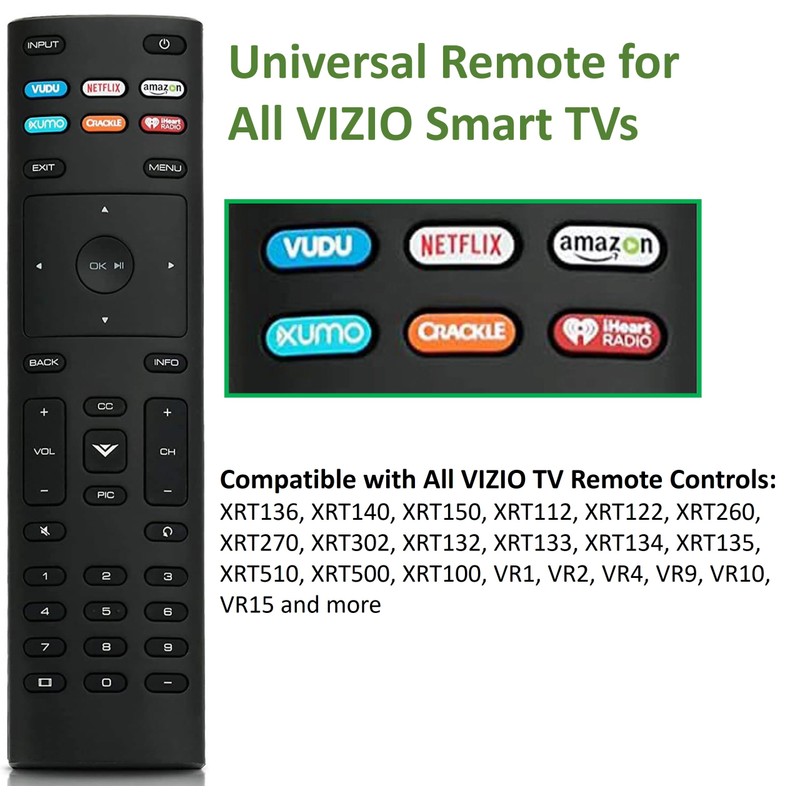 Universal XRT136 Remote Control Works for All Vizio Smart TV