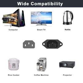 C13 to C14 Power Cord, 6.5FT/2M IEC C14 Male to IEC C13 Female Power Extension Cable, for PDU UPS Computer Indoor 3 Prong Short AC Extension Cord 10A 125V