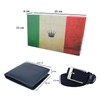 Biagiotti Men's Gift Box Leather Wallet and Elastic Belt with