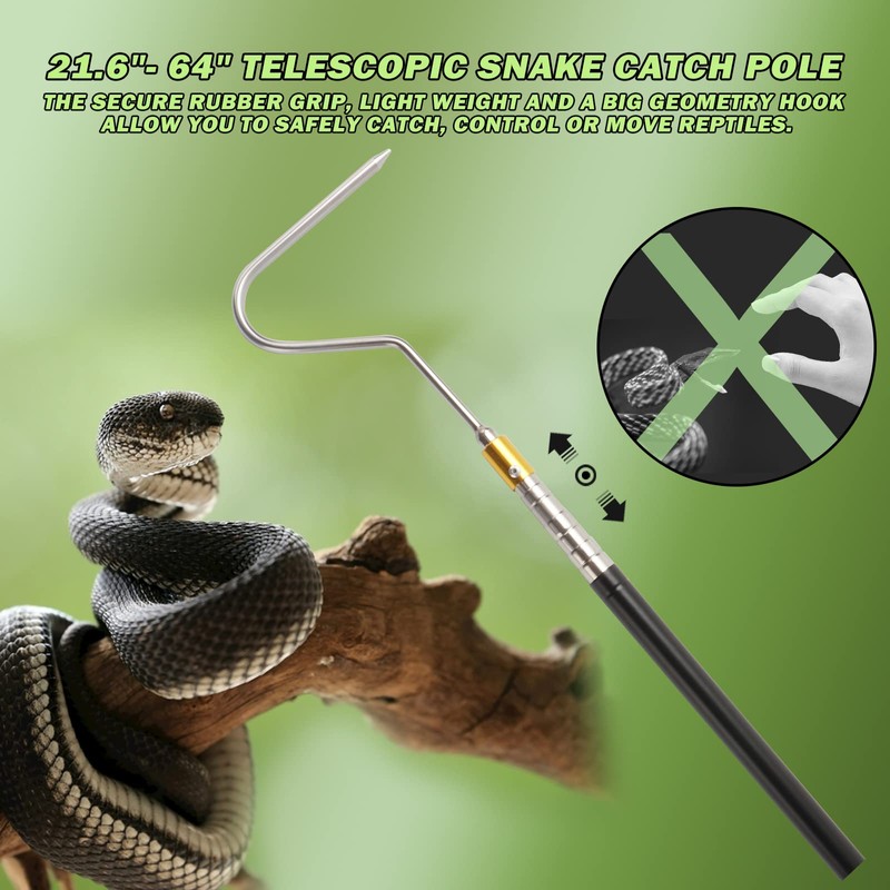 Yorikyas 64 inch Snake Catcher Hook Stick Tongs Grabber Handling