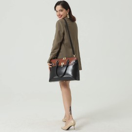 BOSTANTEN Laptop Briefcase for Women 15.6 inch Computer Bag Large Capcity Stylish Leather Handbag Business Work Purse