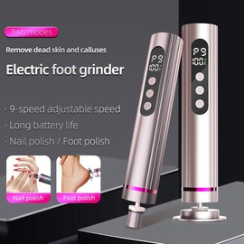 9-Speed Adjustable Electric Foot File - 13000 RPM Cordless Callus Remover with 60Pcs Sandpaper, 2000mAh Rechargeable Pedicure Kit for Dead Skin & Nail Grinding, 4-6H Runtime for Women/Men