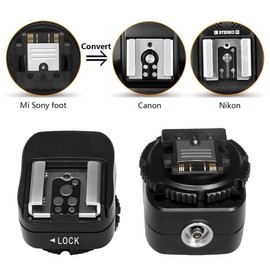 TF-334 Hot Shoe Adapter with Additional PC Sync Connection Port for A73 Camera to Flash Speedlite