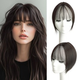 Xyndragh Hair Toppers for Women Synthetic Hair, 360° 3D Cover Wispy Bangs Hair Pieces, Hair Toppers for Women with Thinning Hair Pieces (Dark Brown)