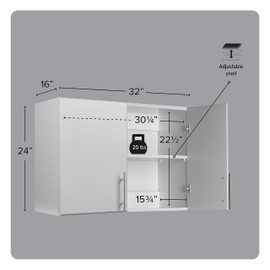 Prepac Elite 24" Wall Mounted Stackable Garage Cabinet in Light Gray