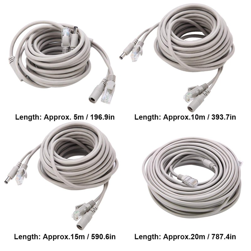 Socobeta RJ45+DC Ethernet CCTV Cable for IP Cameras NVR System