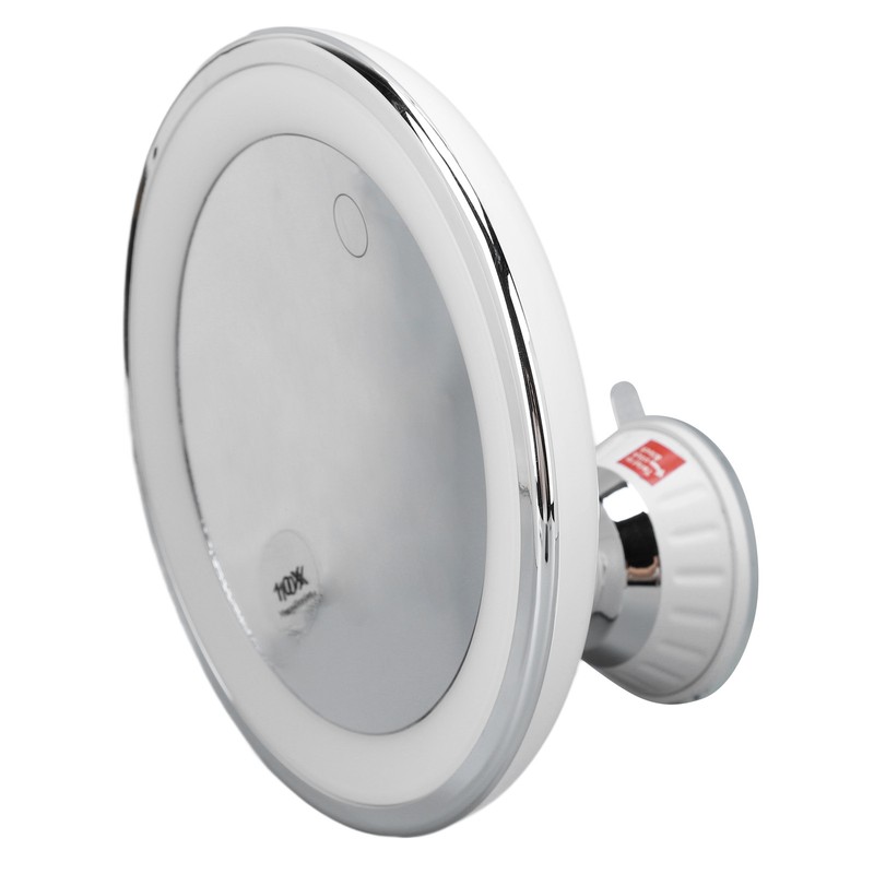 Suction Cup Makeup Mirror 10x with 3 Light Colors Battery