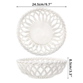 ZAVOOS Ceramic Fruit Bowl, Decorative Fruit Basket with Holes, 9.7'' Large Fruit Vegetable Holder Serving Bowl for Kitchen Table Countertop