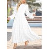 MITILLY Women's Elegant Floral Long Sleeve Round Neck Smocked A-Line