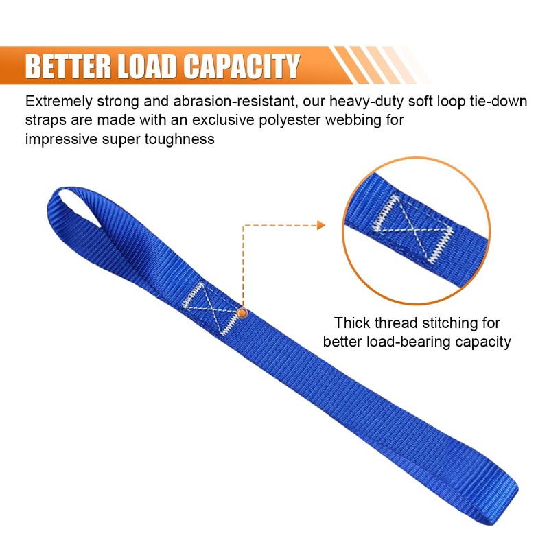 ZIMISI 8PCS Soft Loop Tie Down Straps, 1"x 12" Loop