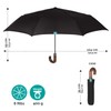 PERLETTI Black Men's Automatic Umbrella with Pattern - Windproof Pocket