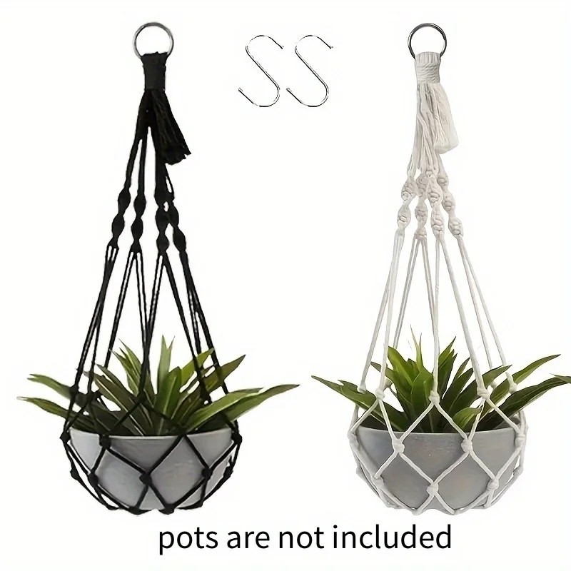 WeedGuard Outdoor Plant Hanger Macrame – Handcrafted Bohemian Holder with
