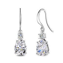 2.0ct Moissanite Stud Earrings, 925 Sterling Silver Teardrop Dangle Drop Earrings for Women Hypoallergenic, Women's Jewelry Gift