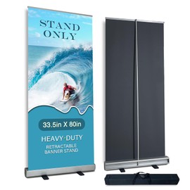 AD.HOOMAI Heavy-Duty Retractable Banner Stand 33.5"x80" 1 UNIT with Padded Canvas Carry Bag (Stand ONLY) for Business and Trade Shows Advertising and Promotion